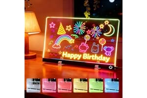 VOHESEA Lavagna per appunti a LED con colori, 30 x 20 cm, in acrilico trasparente, con penna a 7 colori, lavagne a LED luminose, lavagna, per scrivania, ufficio, scuola e casa