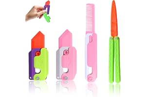 NHYDZSZ 4 Pezzi Giocattoli Taglia Carote A Gravità Coltello Giocattolo Fidget,Giocattolo Di Coltelli Fidget Con Stampa 3d,Giocattoli Sensoriali Di Gravità Creativi Per Alleviare Lo Stress