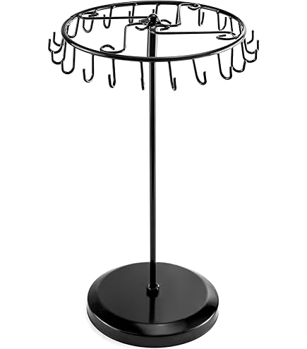 QWORK Portagioie Girevole Con 23 Ganci - Organizzatore Bracciali, Collane E Orologi Nero - Foto 6