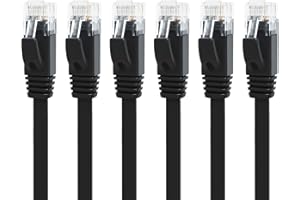 Yauhody CAT6 Ethernet Cable - 1m Black Pack of 6, High Speed Gigabit Internet LAN Patch Cable for TV, Gaming, Router