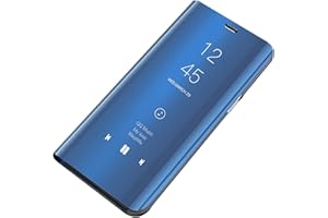 Tybiky Funda para iPhone SE 2020/7/8, funda para teléfono móvil con espejo Smart Clear View funda con tapa antiarañazos, para iPhone 7/8, función atril, carcasa trasera para iPhone 8, color azul