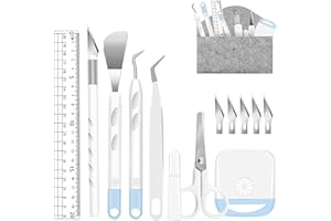 IMNBEST Vinyl Weeding Tools, Craft Weeding Tools Set+ 1 Piece Storage Bag, DIY Craft Tool Set, Cameos, Lettering, Including Weeding Hooks, Tweezers, spatulas for Silhouette (Blue)