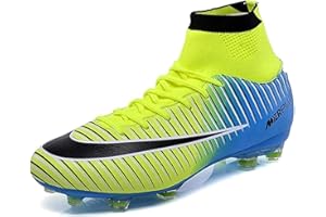 WOWEI Męskie buty do piłki nożnej, z wysoką cholewką i kolcami, buty do piłki nożnej, dla dzieci, profesjonalne buty treningowe, sportowe buty piłkarskie.