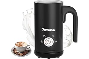 NWOUIIAY Mousseur à Lait Électrique Professionnel 4 en 1 600W Mousse Chaude & Froide Chauffe-Lait 300ml avec Revêtement Antiadhésif Fonctionnement en Un Clic pour Latte, Cappuccino, Macchiato