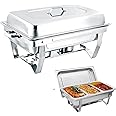 Chafing Dish Buffet Set 11L Catering Server Chafer Food Warmer, Stainless Steel Buffet Stove with 3pcs 1/3 Size Food Pans Lid Serving Dishes for Restaurant Party Wedding Hotel Chef Buffet Heater