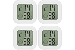 PAIRIER Mini Igrometro Termometro Digitale LCD grande da,4 Pezzi Termometro Ambiente Interno per Casa, Camera da Letto, Baby Room, Ufficio, Serra, Cantina