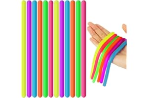 Ainiv 12 Stück Bunte Dehnbare Saiten, Sensory Noodles Fidget Toys, 24 cm Sensorische Dehnbar Schnur Fidget Toys Stretch Spielzeug Set, Spielzeug Stress Relief Zappeln für ADD, ADHS, Autismus(6 Farben)