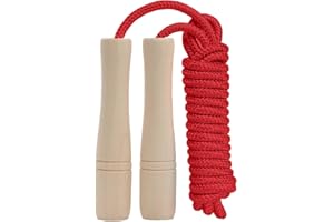 AUMCDIK Skipping Rope for Kids, 2.6M Adjustable Children Jump Rope with Wooden Handle, Child Jumping Rope for Girls and Boys