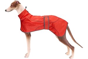 MOREZI Greyhound whippet coat lurcher dog coats with reflective stripe waterproof dog coat great for italian greyhound lurchers whippets medium large breeds - Red - S