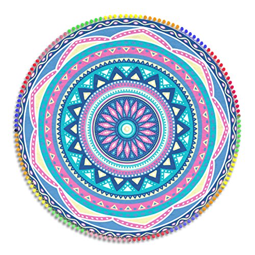 Manito Telo Pareo Spiaggia, Rotondo, Microfibra, Mandala, Extra Large, 160 cm, Multicolore,