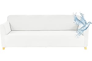 Poligino Copridivano 3 Posti con Braccioli | Copri Divano Impermeabile | Elasticizzato | AntiGraffio Gatto | Universale | Copridivano Indispensabile per Animali Domestici (3 Posti, Bianco)