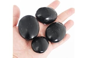 Orientrea 4 Pezzi di Pietra di Ossidiana, Ossidiana Pietra di Palma, Pietra Chakra e guarigione, Pietras lucidata, 100% Naturale e Artigianale (ossidiana)