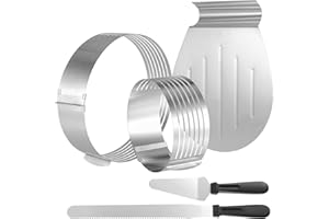 ZEONHEI 5 utensili da taglio per torte, 2 tagliapasta rotondo con 1 coltello da pasticceria, anello per torta regolabile, taglio di 7 ripiani