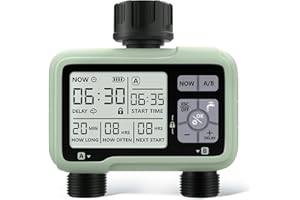 SOGUYI Hose Timer,Automatic Watering Timer for Gardens,Sprinkler Timer with Rain Delay/Child Lock /IP65 Waterproof, Large LCD Screen Irrigation Systems for Garden, Lawn, 2 Zones