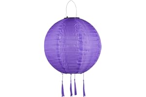 CALMGEEK Farolillo Solar LED para jardín, farolillos solares para Exteriores, IP55, Redonda, Forma de Bola, lámpara de Papel, farolillo Colgante para jardín, para la Hora Alta, Iglesia, jardín (Morado)