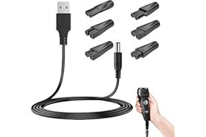 VAGAW USB Shaver Charger Cable Kit, 1Pcs Electric Shaver Charger with 6 Interface Charging Converter Kit, Compatible with Rantizon Electric Shaver Charger, Philips, Whal, Kemei Shaver Charger, and More