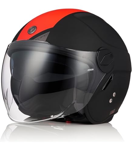 Casco Moto Jet Favoto Con Doppia Visiera - Omologato ECE 22.06 Per Scooter E Moto Leggere