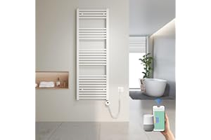 Heilmetz Scaldasalviette Elettrico WiFi 140x50cm Bianco, Termoarredo Bagno con Termostato Smart e App, Controllo Vocale Alexa/Google Home, 600W
