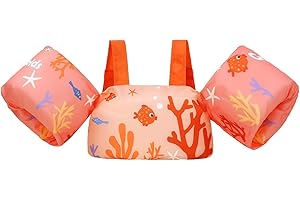 GOGOKIDS Toddler Swimming Float Vest, Arm Bands Kids Swim Vest with Shoulder Harness Baby Floats Swimming Training Jacket for 2-6 Years Old Boys Girls Perfect for Pool, Learn to Swim and Beach