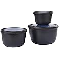 Mepal – Multi Bowl Cirqula 3-Piece Set – Food Storage Container with Lid - Suitable as Airtight Storage Box for Fridge & Freezer, Microwave Container & Servable Dish - 350, 750, 1250ml - Nordic Green