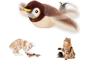 MplehDa Zabawka dla kotów, interaktywna zabawka dla kotów, latający ptak dla kotów, symulowany ćwierkający ptak, Flappy Bird Cat Toy automatyczna zabawka dla kotów