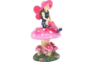 GlitZGlam Mimi la Fata in Miniatura con Fungo di Supporto smontabile per Il Tuo Giardino delle Fate/Giardino in Miniatura