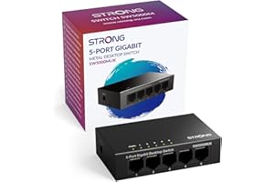 Strong 5 Port Gigabit Network Switch, Ethernet Splitter, 10/100/1000 Mbps LAN Hub, Plug & Play, Fanless, Silent Operation, Desktop or Wall-Mount, Ideal for TV/PC/Gaming/Smart Home Devices