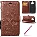 Produktbild MOTO G6 Lederhülle,MOTO G6 Case Shockproof,Hpory Retro Elegant Elefant Geprägte Einfarbig Lanyard Ledertasche Handyhüllen Leder PU Bookstyle Klapphülle Case With Multi-Kredit Kartenfächer Wallet Flip Cover mit Standfunktion Magnetverschluß Cover Case PU Leder Und Silikon Innenschale Anti-Staub Anti-Kratzer und Shockproof Telefon Tasche Handytasche Schutzhülle für MOTO G6 + 1 x Hpory Stylus-(Braun)