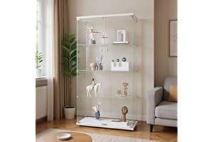 WOBOPCG Vitrina de cristal, vitrina moderna para salón, oficina, libros de colección, vino (4 étages 2 puertas, blanco)