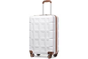 KONO Handgepäck Koffer Trolley Handgepäck 54cm Zwillingsrollen ABS Hartschalenkoffer Reisekoffer mit TSA Schloss 4 Rollen, 54x34x22cm (Koffer Handgepäck, Weiß)