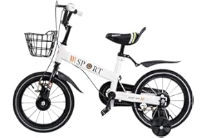 homewell 12/14/16 Pouces Velo Enfant a Roulette Stabilisatrices 2-8 Ans, Guidon et Selle Réglables en Hauteur, Vélo pour Enfant avec Paniers, pour Garçons et Filles (12 Pouce)