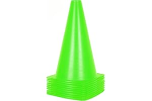 Lot de 10 cônes de Circulation pour Enfants – 23 cm pour entraînement de Football pour activités de Plein air et événements festifs (Vert)