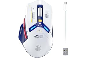 INPHIC NPHIC Mouse Gaming Wireless, vero Tri-Mode 2,4G Wireless/Type-C Wired/Bluetooth Mouse, 10k DPI, Programmabile, illuminazione RGB, Mouse senza fili ricaricabile ad alta velocità per laptop PC, Bianco