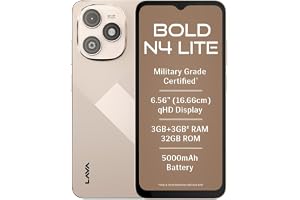 Lava Bold N4 Lite (Empire Gold, 3GB RAM, 32GB Storage) | 6.56" qHD Display | 8MP Rear Camera | 5000 mAh Battery | Free Service @ Home | Fingerprint Reader | Charger & Phone-Cover in Box
