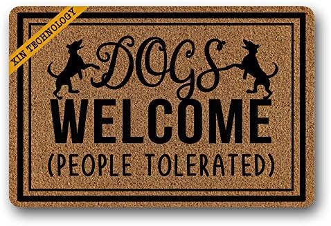 Dogs Welcome People Tolerated Durable Rubber Non-Slip Doormat Entrance Rug Floor Mat Home Indoor Mats 23.6x15.7
