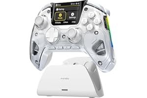 ManbaOne ManbaOne Manette de jeu sans fil avec écran interactif pour Switch/Windows PC/iOS/Android, bâton effet Hall et déclencheur avec station de charge (blanc)