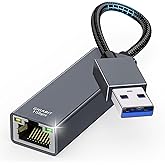 USB auf Ethernet Adapter, USB 3.0 auf LAN Adapter 1000Mbps USB RJ45 Netzwerkadapter aus Aluminium und Nylon Kompatibel mit La