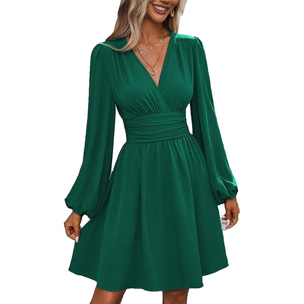 QUNERY Zomerjurk voor dames, casual, lange kleding, zomer, korte mouwen