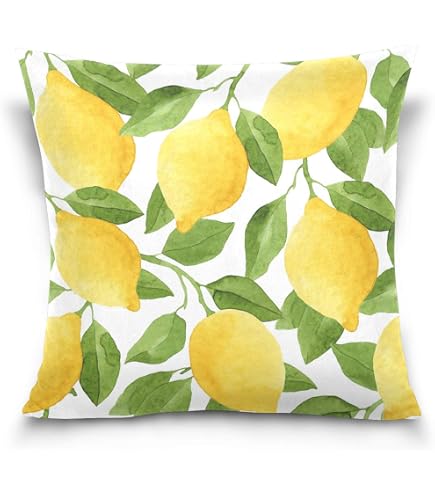 Kissenbezug 40x40 Cm – Zitronenbaum-Motiv, 100% Polyester, Mit Verstecktem Reißverschluss