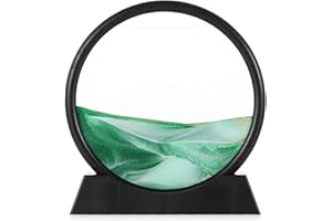 HY HAOYING ITTA Moving Sand Art Picture, 3D Dynamic Sand Art Liquid Motion, Round Glass Rainbow Vision Sand Picture Sandscape Flowing Exotic Sand Frame Relaxing Tabletop Home Office Décor