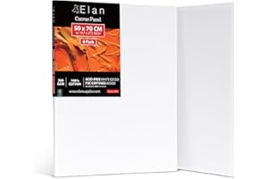 Elan Tela Lienzos para Pintura 50x70, 6-PACK 100% Algodón Lienzos para Pintar Acrilico, Paneles Lienzo para Pintar, Tablilla Entelada, Canvas para Pintar, Tela Lienzo para Pintar, Tela para Pintar