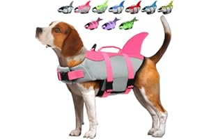 EMUST Gilet de Sauvetage pour Chien, Gilet de Sauvetage pour Petit, Moyen et Grand Chien avec poignée de Sauvetage Gilet de flottaison de sécurité pour Piscine, Plage et Bateau, (S,Rose)