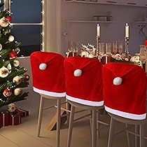 COM-FOUR® 2x premium stoelhoezen - kerstdecoratie voor stoelen - beschermhoezen in kerstdesign - zitmeubelhoezen - stoelhoezen voor kerst - stoelhoezen
