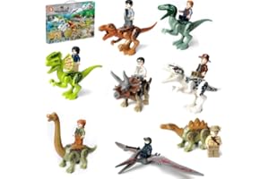 RANJIMA Dinosaurier Block Spielzeug Set, 16Pcs Dinosaurier Spielzeug Bausteine Set, Realistisches Dino Figuren Spielset, Tyrannosaurus Rex Triceratops Flugsaurier, Spielzeug ab 3 4 5 6 7 8 Jahre