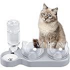 Ciotole per Gatti 3 in 1,15° Inclinata Doppio Gatto Ciotola con Supporto Rialzato,Ciotola per Cibo e Acqua Ciotola per Animal