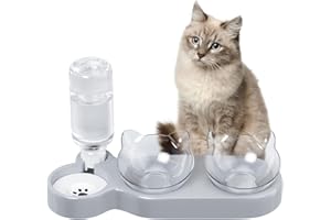 ZUMLLOMA Cuenco para Gatos, reclinable a 15° de Agua para Gatos, Cuenco de Gato automático, comederos y bebederos para Gatos, Cuenco de Gato Antideslizante, Cuenco para Gatos