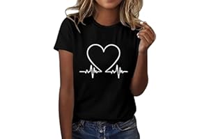 MJGKHIY Magliette Donna Manica Corta Eleganti Larghe Stampate con Girocollo Larghe Elegante Moda Top Camicia Cotone Magliette Curvy T-Shirt Casual Camicie Bluse Tunica Maglia Donna Estiva Larga