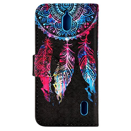 LazyBear 3 in 1 Zubehör set Einfache Gesicht Muster Druck PU Ledertasche Handy Schutzhülle für Huawei Ascend Y625 Hülle Etui Tasche Schutz Bumper Flip Case mit Flip Cover Buchstil Klapptasche in Lederoptik Karteneinschub und Magnetverschluß + Eingabestift Stylus Touch Pen + Anti Staub Schutz Stöpsel (Dream Catcher) - 3