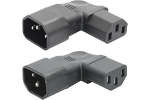 Riertostng 1Pair 90 Degree IEC 320 C14 Male to C13 Female Converter Adapter, Left & Right Angle Extension Connector Plug 10A 250V, for Monitor, Computer, PDU Chassis, Printer etc - 2Pcs
