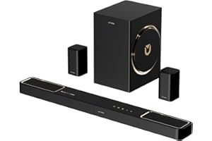 ULTIMEA 5.1.2 Soundbar mit Dolby Atmos, Surround Sound System für TV mit 2 Surround-Lautsprechern, App Steuerung, Soundbar für TV Geräte mit Subwoofer für Heimkino, BT 5.4, HDMI eARC, Skywave F40 Boom